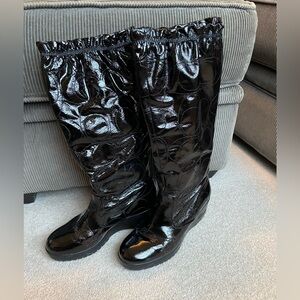 Coach  Ceejay black patten wedge boot